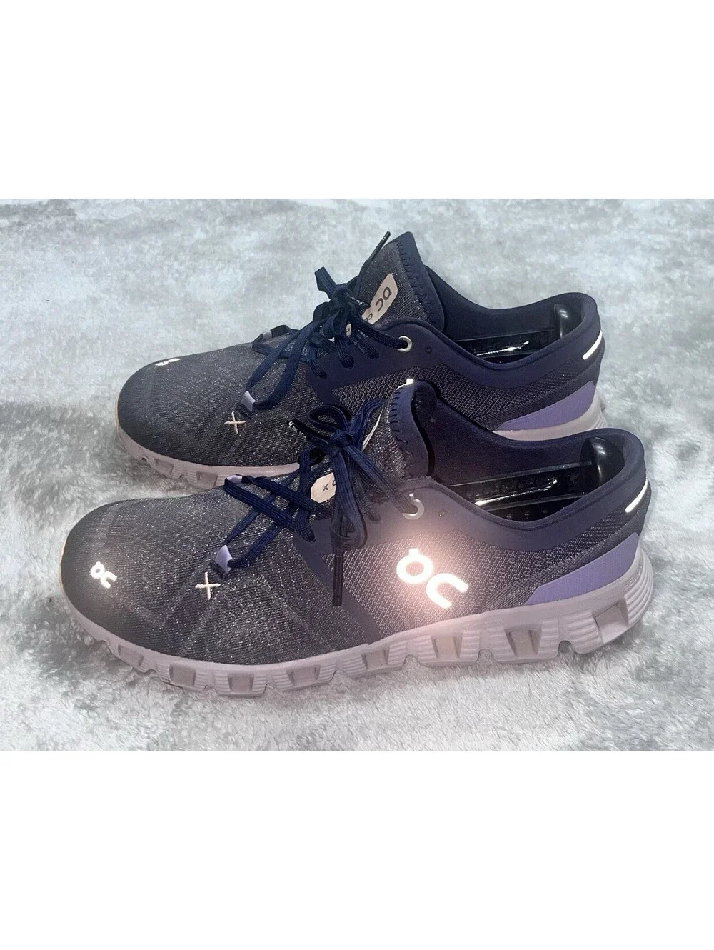 On Running Cloud X 3 Women's Running Shoes Iron Fade Navy Purple US 8